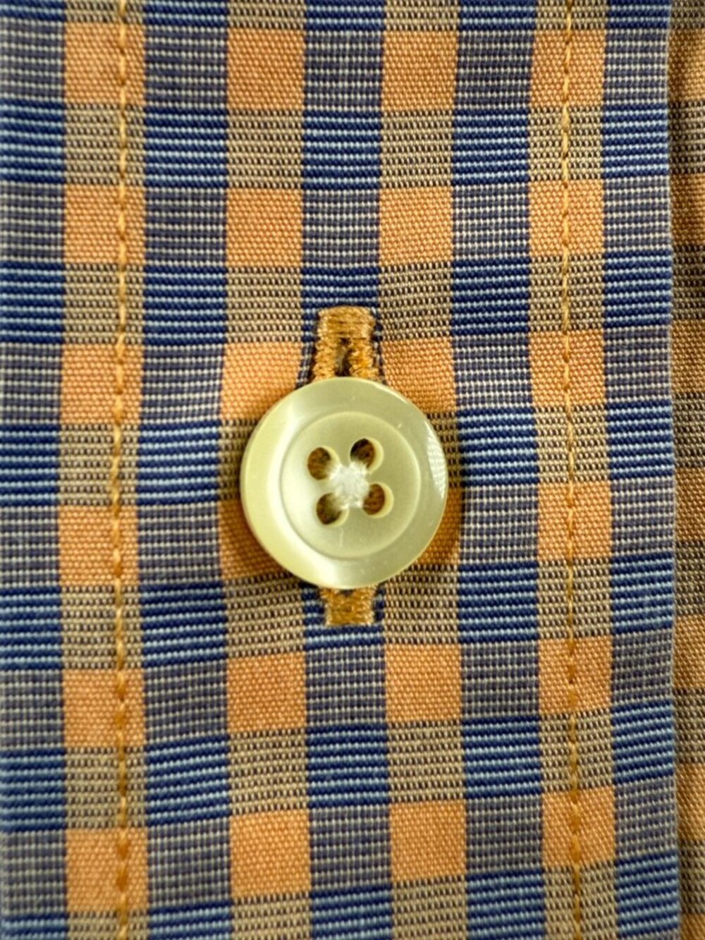 Brooks Brothers Check Non-Iron Cotton XL Button-Down Short Sleeve Blue Orange - Picture 11 of 16